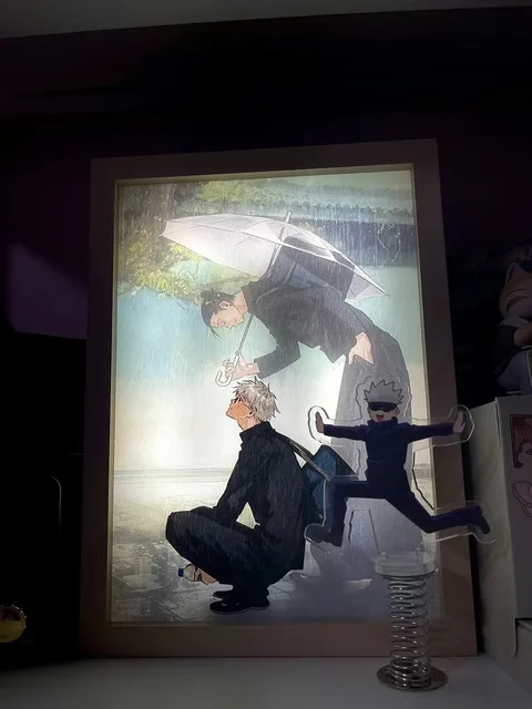 Quadro LED Jujutsu Kaisen Con Gojo E Geto - Cornice 23x17 Cm Con Luci RGB | Decorazione Anime Ricaricabile - Foto 5