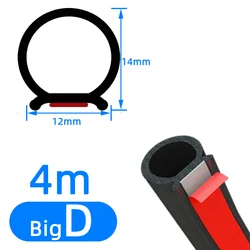 Car Door Seal Strip - Auto Rubber Noise Insulation & Soundproofing Strip (Big D 4m)