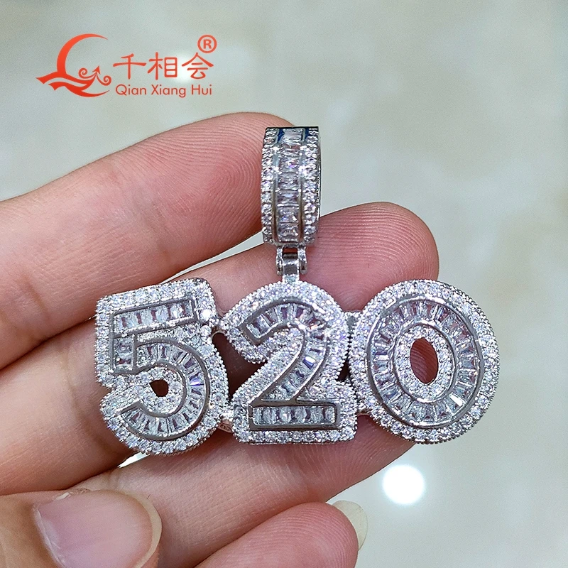 

520 number letters words love D VVS white moissanite pendant 925 Sterling Silver hip hop Jewelry Engagement datting