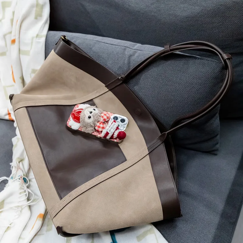 Faux Suede Tote Bags For Women Luxury Designer Handbags Purses 2025 New In Vintage Large Capacity Shoulder Custom Name Initials