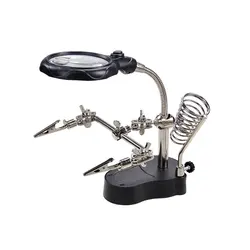 Multifunctional Soldering Stand with Magnifying Glass and Third Hand Clamp (WHITE)