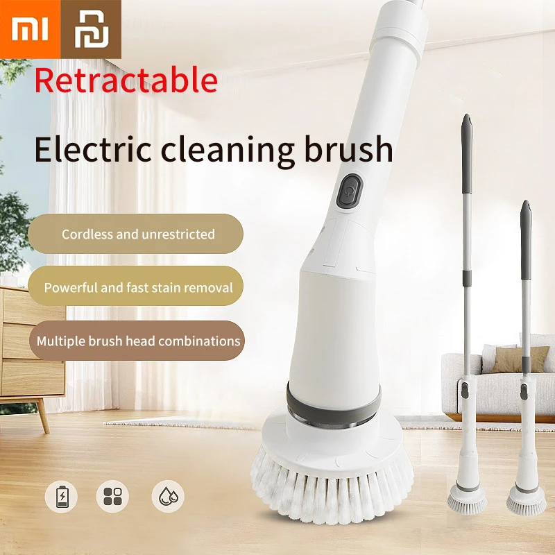 Xiaomi Youpin Electric Cleaning Brush Adjustable Household Kitchen Bathroom  Tile Cleaning Tool Long Handle Home Cleaner Scrubber - AliExpress