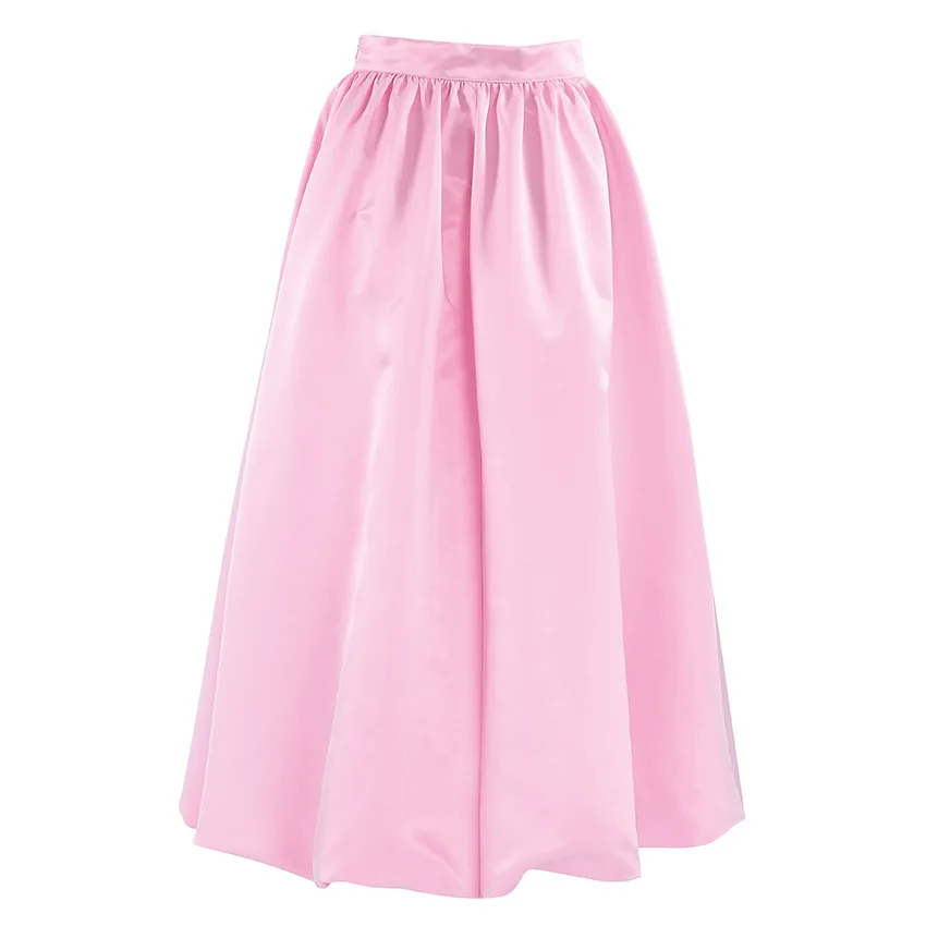 Faldas blancas elegantes de satén, faldas largas plisadas de moda para mujer, faldas de fiesta nocturnas de primavera.