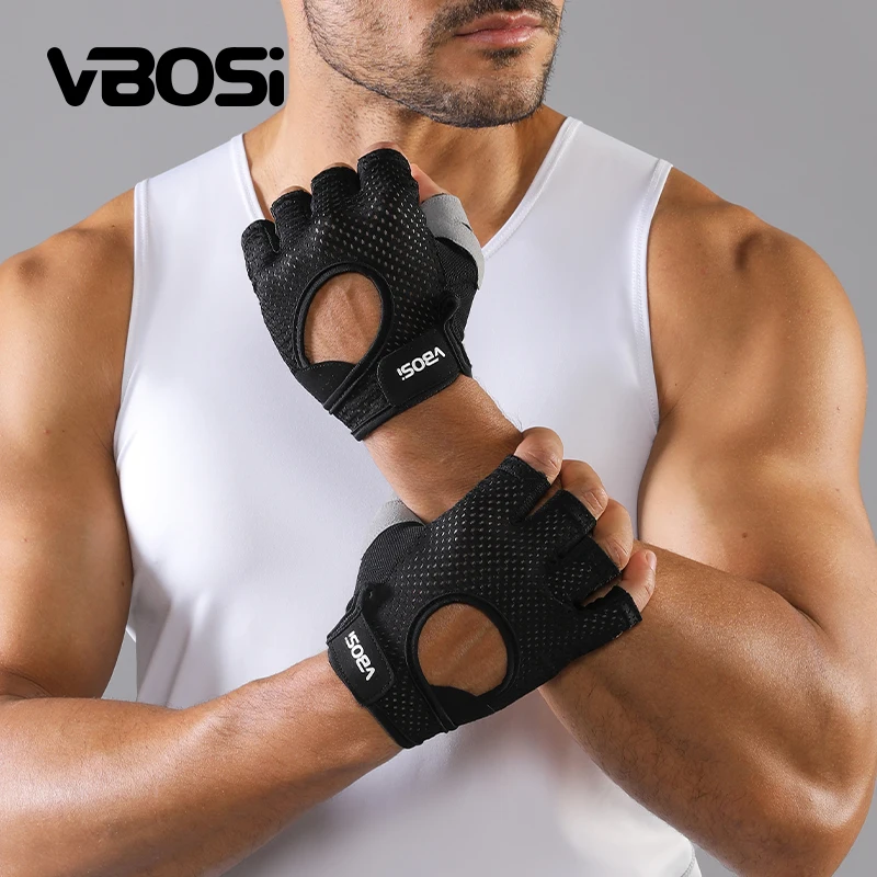 Half-Finger Fitness Sports Gloves Breathable Non-Slip Padded Palm for Weightlifting Cycling Driving for Women Men