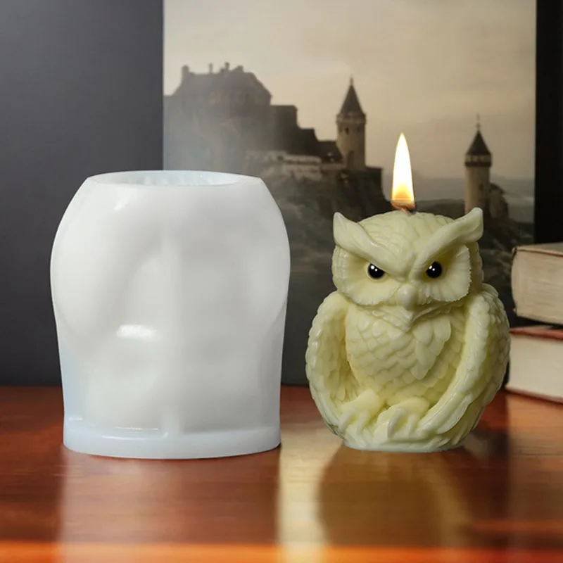 フクロウのキャンドル置物 輸入雑貨 キャンドルホルダー フクロウ グリーン 陶器 カンテラ