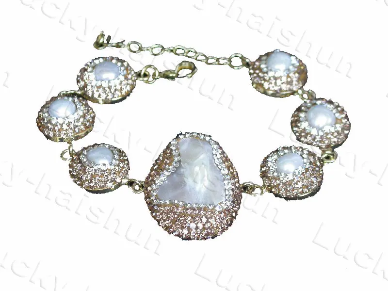 

AAA Luster Natural 7-8.5" 30mm Baroque White Reborn Keshi Pearls Bracelet C834 Halloween Chain