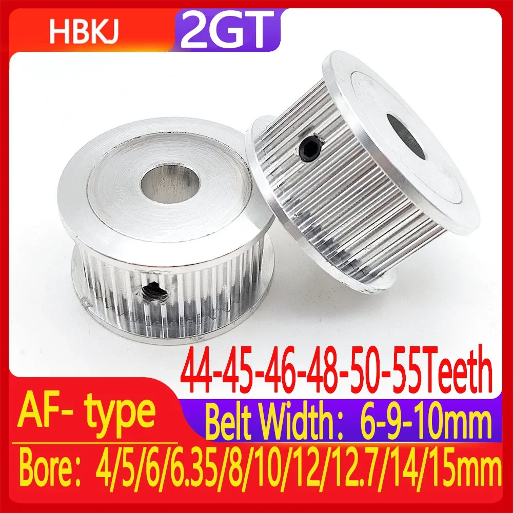 

2GT Synchronous Aluminum Alloy Synchronous Pulley Inner Hole 4/5/6/6.35/8/10/12/14/15mm Pulley AF Type 44-45-46-48-50-55 Tooth