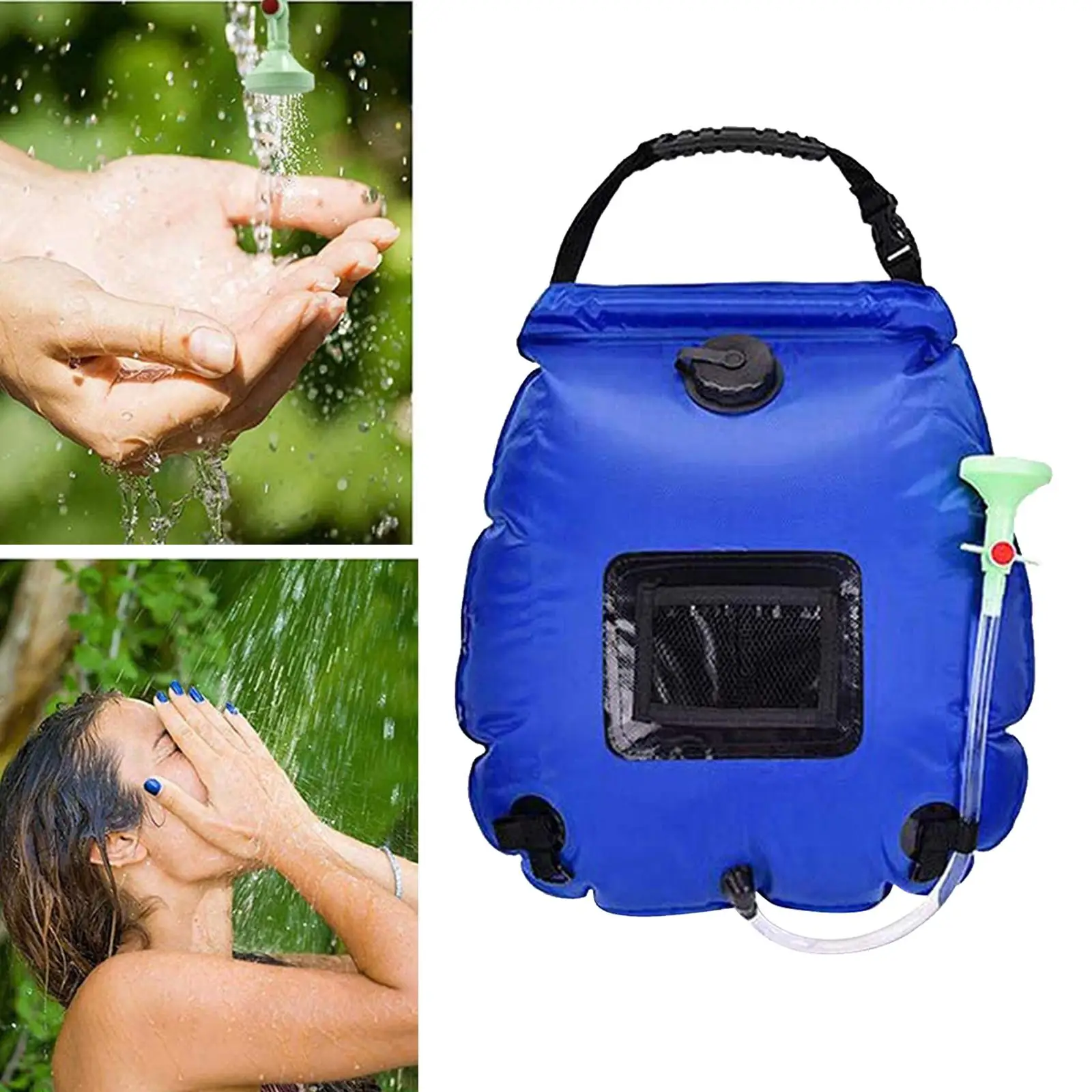 Solar Shower Bag 20L Hiking Travel Summer Water Bathing Bag with Shower Head