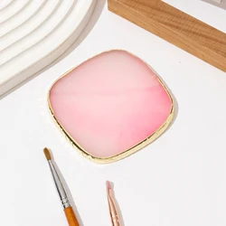 Round Resin Agate Stone Nail Art Palette for Manicure and Painting Display (Pink Square)