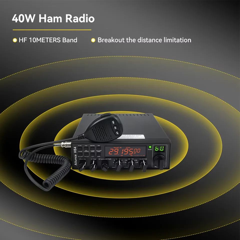 Retevis HS4 10 Meter Ham Radio Long Range Mobile Radio Multi-Mode Switch Dual Watch 6 Frequency Bands Mobile Transceiver 2