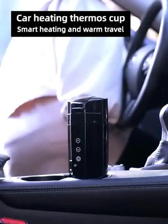 Auto elektrische beker, reizen verwarmer mok, 12V 450ml roestvrij staal verwarmde reizen mok zelfverwarming mok reizen verwarming Cup verwarmde koffie thee mok