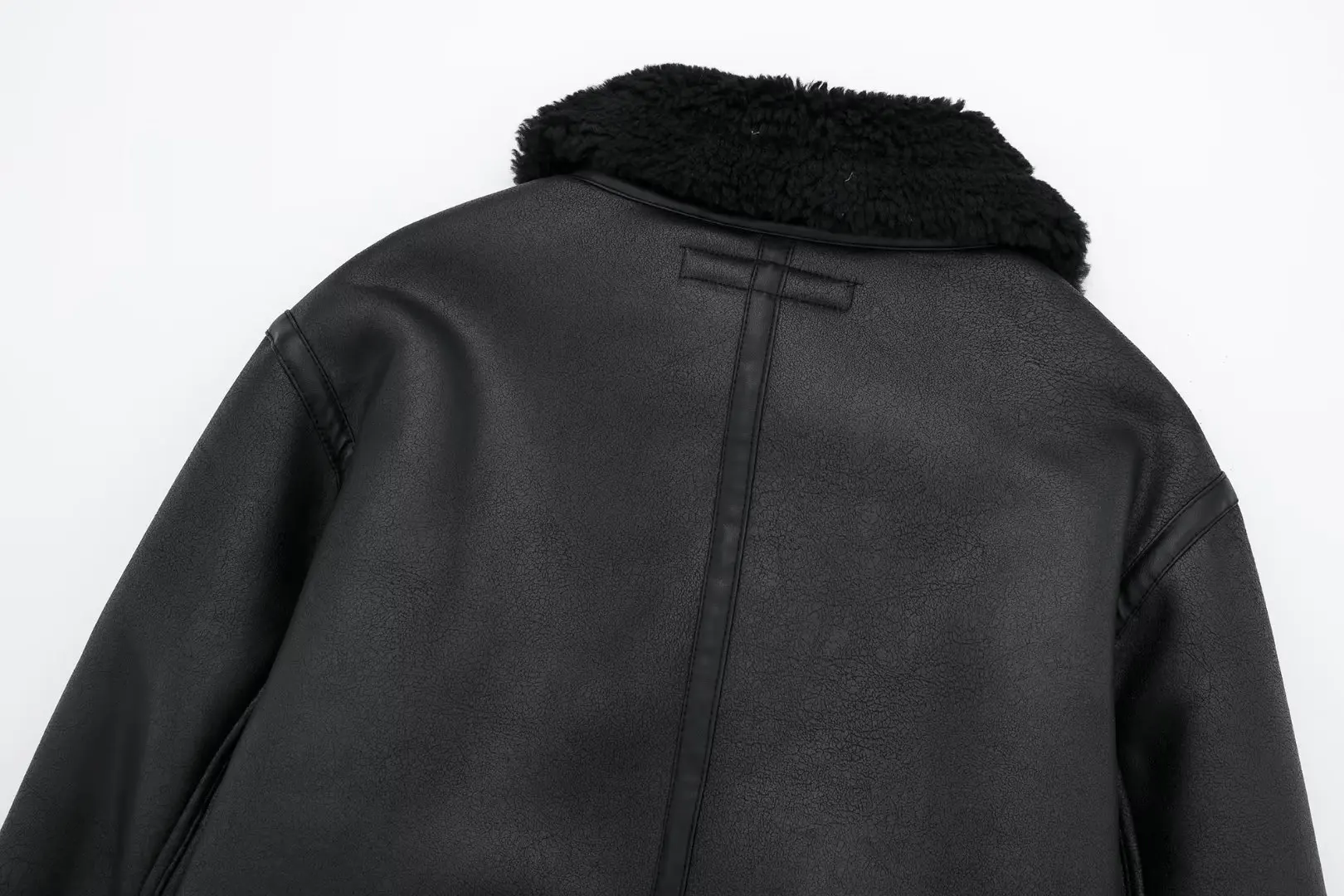 Jachetă de iarnă vintage la modă, haine elegante, haine exterioare din blană artificială din piele, caldă, lungă, pentru femei, buzunare cu fermoar, decorare_voghion.com