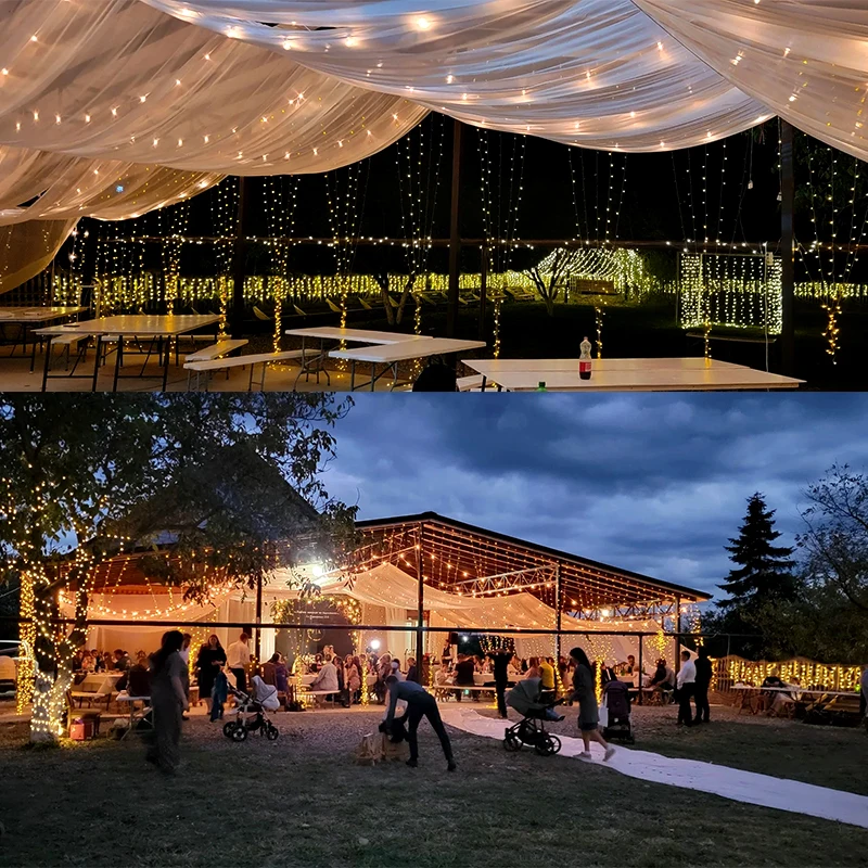 야외 화환 조명, 빈티지 페스툰 글로브 전구, 크리스마스 조명, 파티오 요정 스트링 거리 화환, 외부 파티, 20m, 50 전구