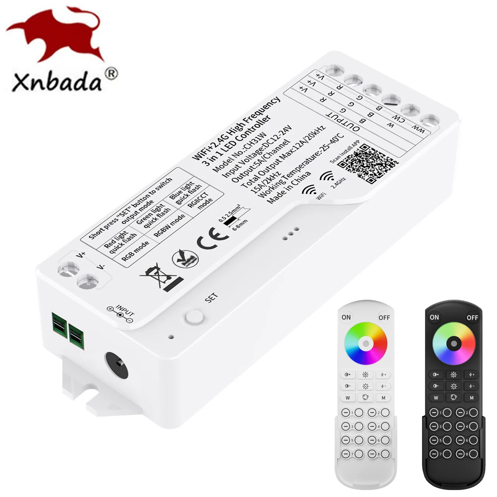 2.4G WIFI High Frequency 2/3 in 1 LED Controller CH21W CH31W For COB SMD 5050 DIM CCT RGB RGBW RGBCCT Led Strip Light 12-24V