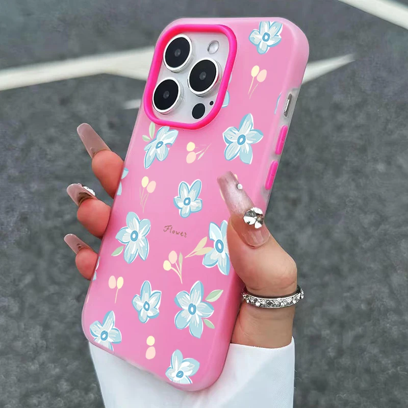 Simple and Fresh Blue Floral Pattern Phone Case Cover