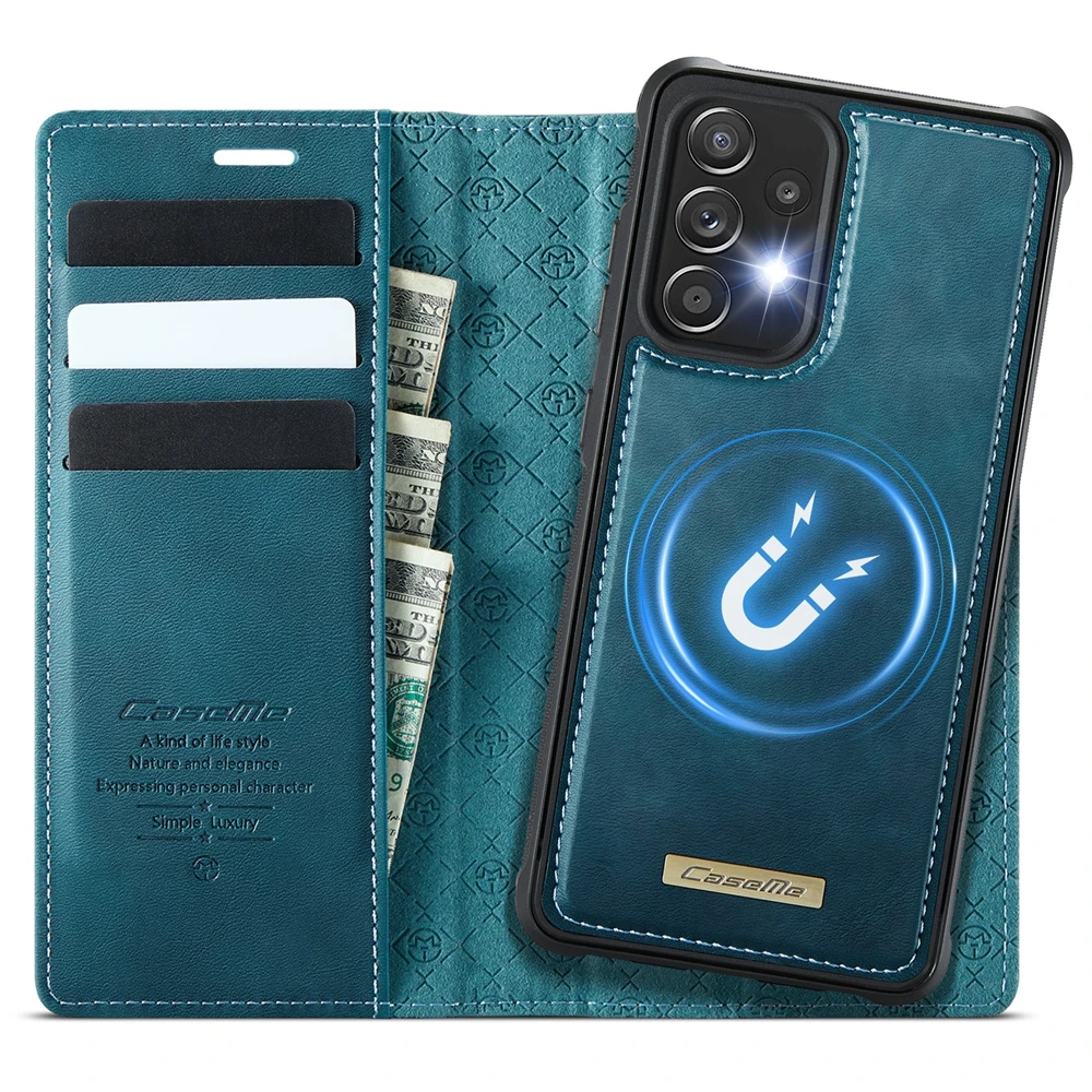 Magnetic Leather Wallet Phone Case with Protective Bumper
