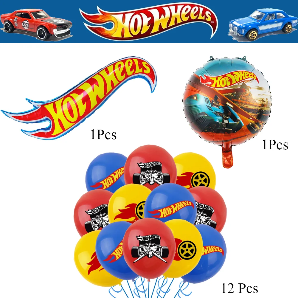 Juego de globos de látex con el primer número de Hot Wheels Kids, suministros para fiestas de cumpleaños de carreras, decoración para baby shower de niño