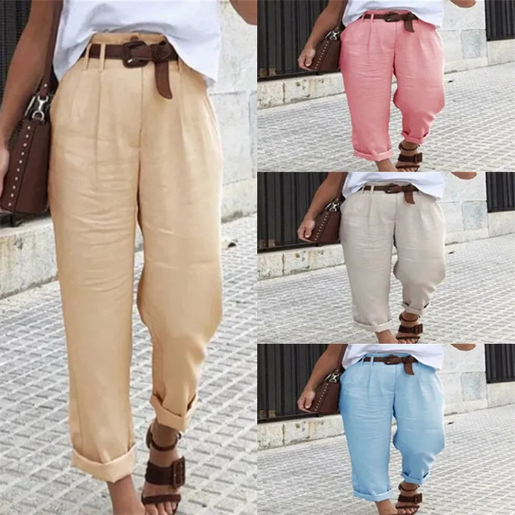 

2023 Summer Ladies Casual Pants Fashion Women's Casual Pants Solid Color Pocket Sexy Loose Pants Streetwear Femme Clothes
