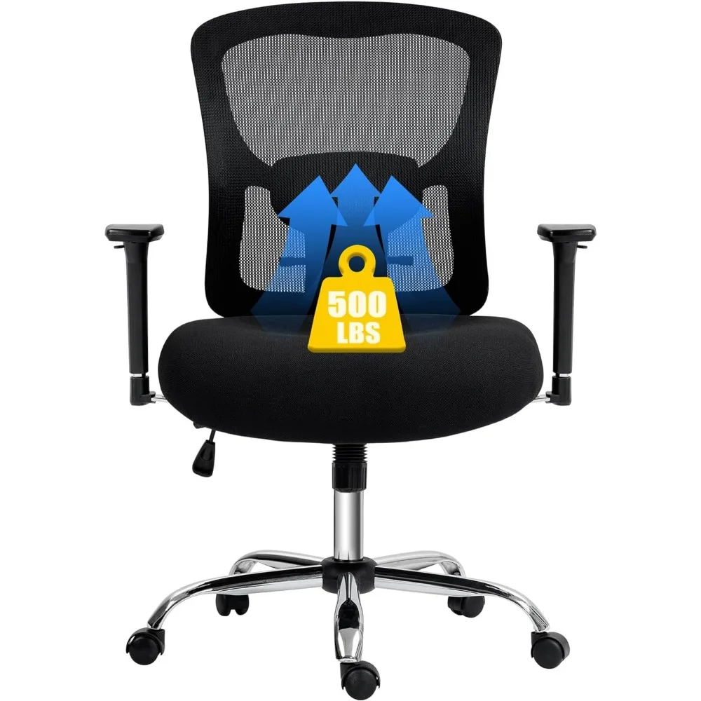 Big and Tall Office Chair 500lbs, Ergonomic Computer Desk for Heavy People with 4D Adjustable Armrest and Lumbar Support tomb raiding notes wu xie zhang qiling autumn dream game with people around two yuan buji laser ticket badge