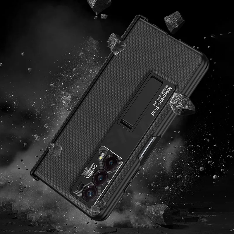 Magnetic Hinge Plain Leather Case for Honor Magic V2 Case Outer Anti-peek Glass