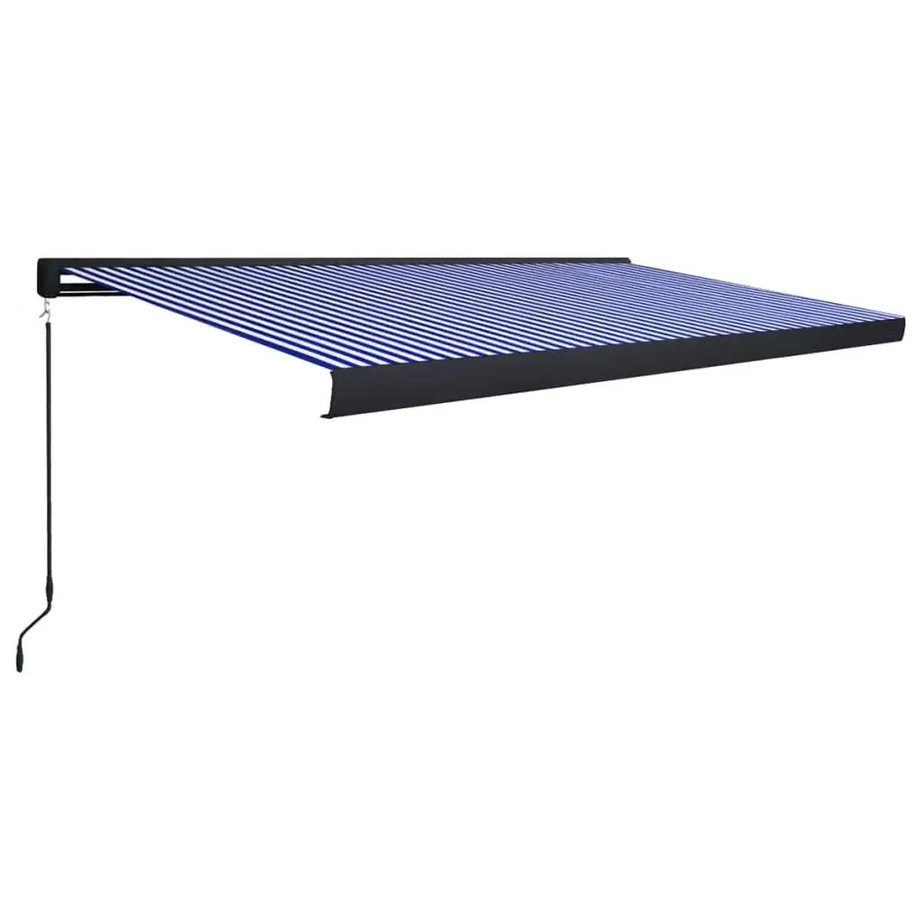 Manual Blue & White Cassette Awning 500 x 300 cm for Outdoor Patio Shade 2