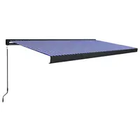 Manual Blue & White Cassette Awning 500 x 300 cm for Outdoor Patio Shade 2