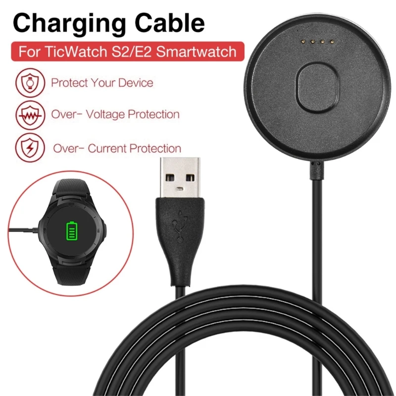 휴대용 USB 고속 데이터 충전기 베이스 크래들, Ticwatch Pro C2 E2 S2 교체 시계 팔찌 충전 도크 케이블, 100cm