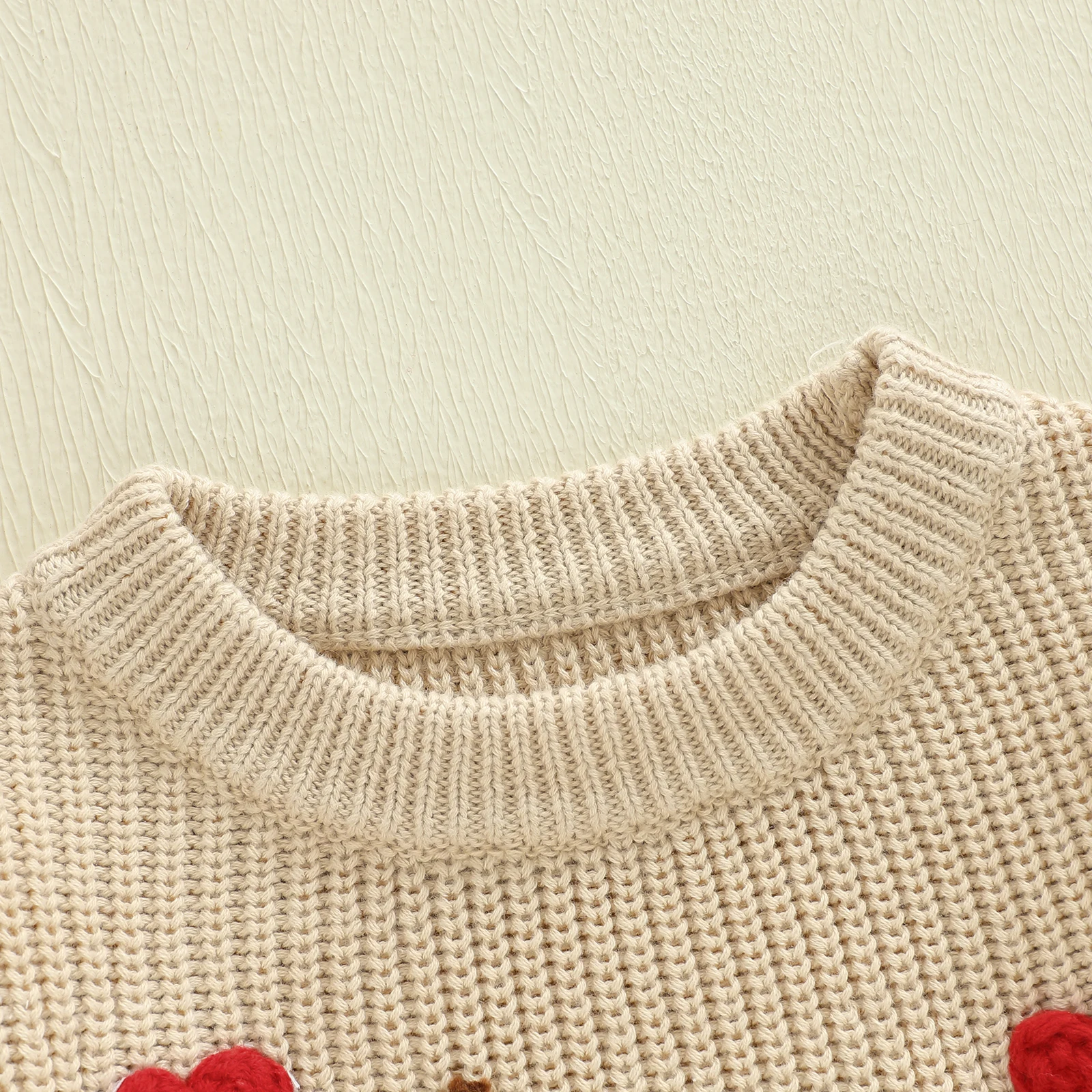   소년 발렌타인 스웨터 유행 편지 하트 자수 크루 넥 긴 소매 니트 탑 어린이 스웨터