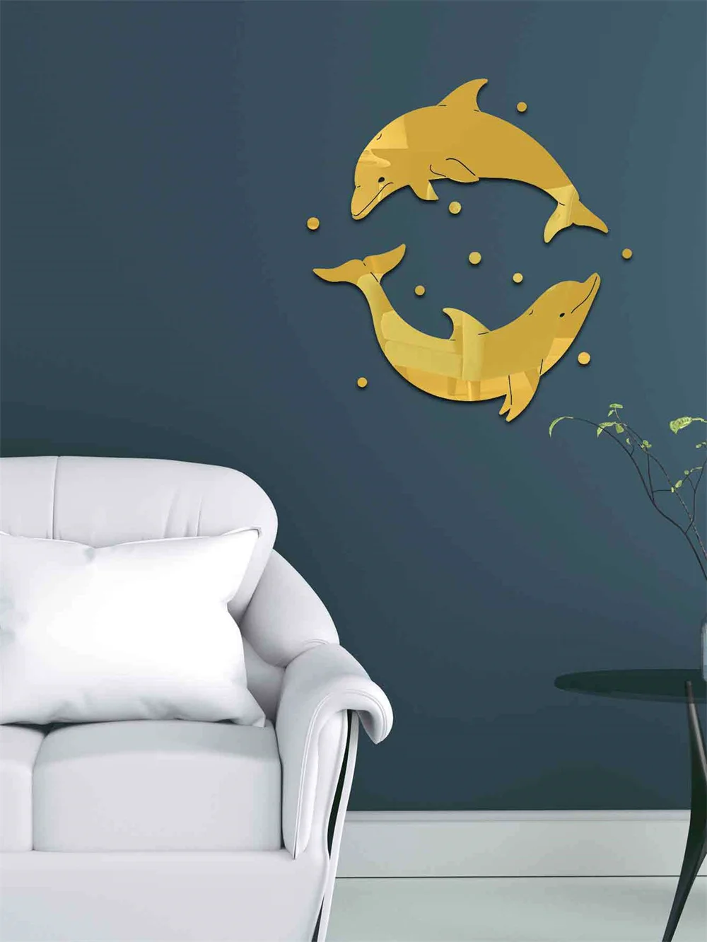 3D Dolphin Mirror Wall Sticker Self-Adhesive Acrylic Mirror Decals DIY Office Living Room Bedroom Decoration Art Wall Stickers