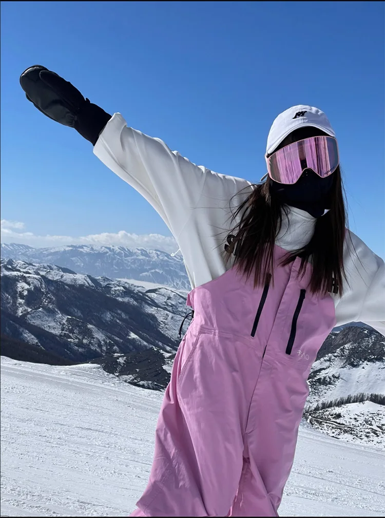 Unisex Pink Ski Pants Overalls