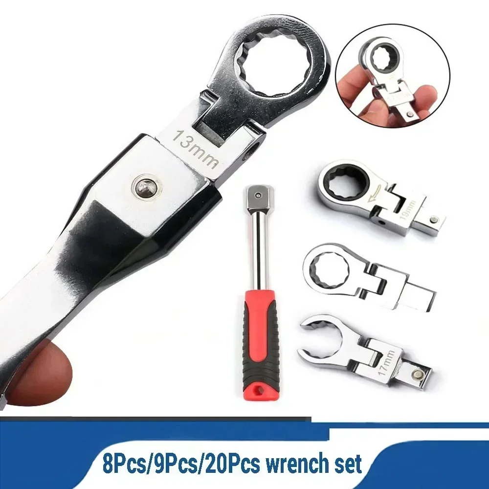 

8/9/20 Pcs Dismountable Flex Head Ratchet Wrench Set Changeable Torx Head Wrench Ratchet Screwdriver Multi Tool Set With Case