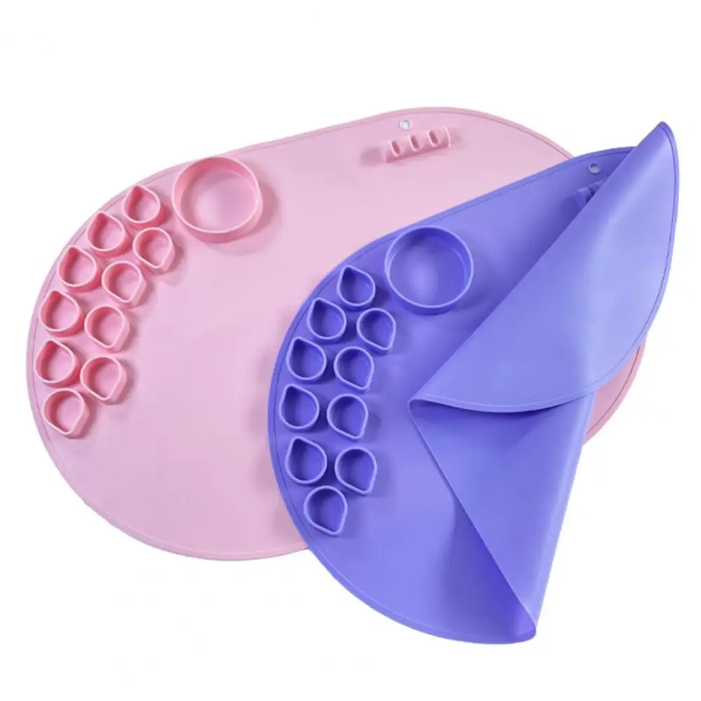 Silicone Drawing Mat Waterproof Foldable Colorful Paint Dividers Drawing Pad Reusable Kids Art Painting Palette Mat Craft