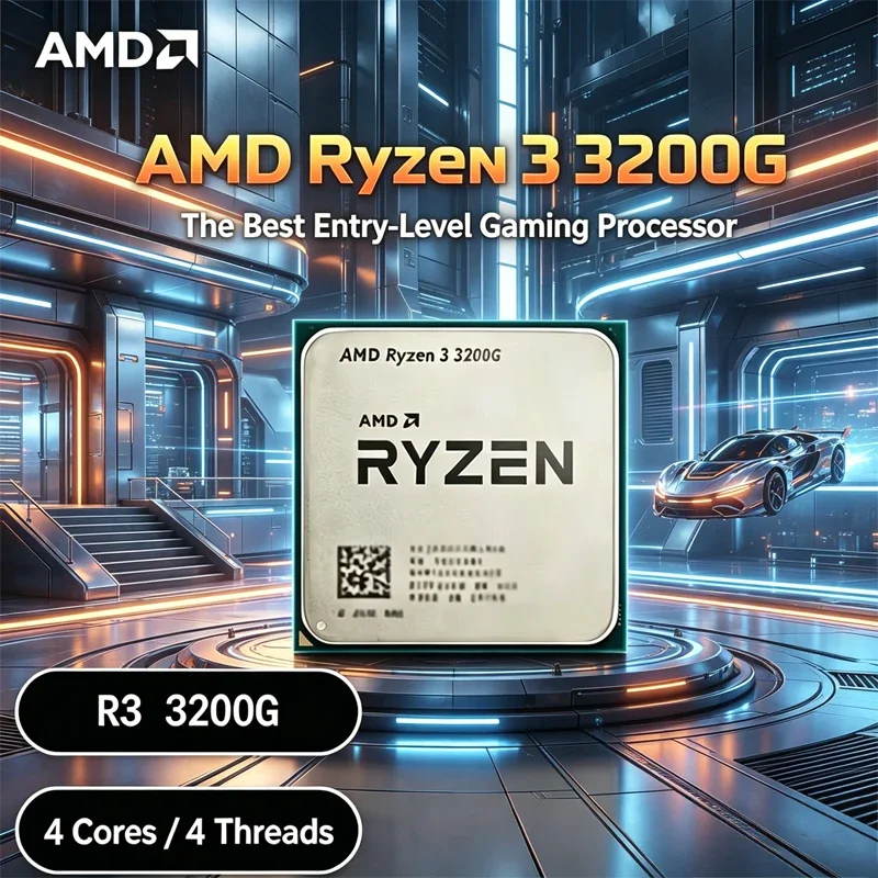 AMD 라이젠 3 3200G R3 3200G 3.6GHz 쿼드코어 4스레드 65W AM4 CPU (라데온 베가 8 그래픽 탑재) 데스크탑 프로세서 게이밍 CPU