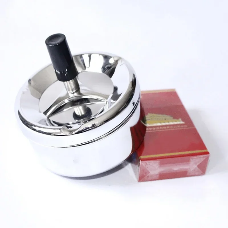 Portable Ashtray Stainless Steel Ashtray Metal Ashtray Metal Ashtray Round Rotating Self-Clearing Smokeless Smoker Ashtray Office Cigar Rotating Tray Housewares Ash Weed Set