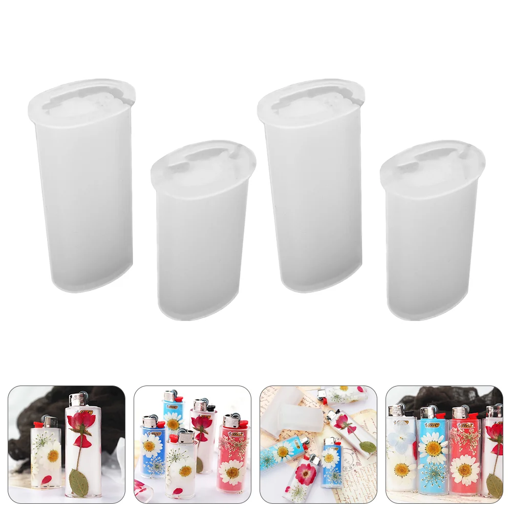 

4 Pcs Resin Accessories Mold Jewelry Protective Cover Lighter Clear Epoxy Molds Silica Gel DIY Casting Adornment