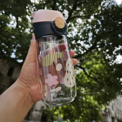 450ML Cute Kids Portable Water Bottle with Healthy Straw and BPA - Free Plastic - 450ML (Pink)