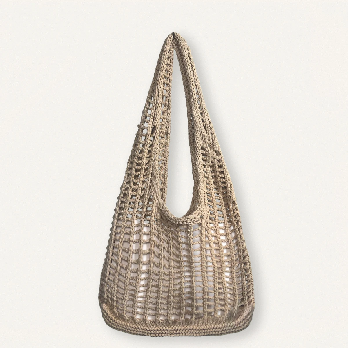 Hollow Crochet Mesh Shoulder Bag Bohemian Knitting Beach Bags for Women Woolen Yarn Woven Handbag Fishing Net Shopper Tote Bag