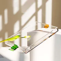 High-end Fashion Acrylic Transparent Water CupTray Teacup Storage  Creative Simple Modern Trays Decorative Household Rectangular 1