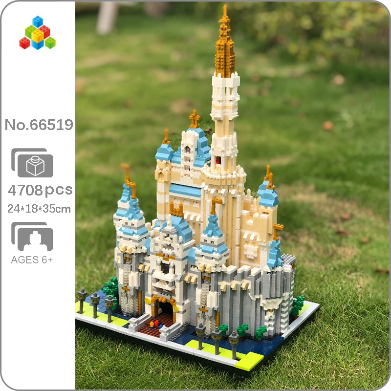 Yz 66519 World Architecture Amusement Park Castle Garden Tower River Mini Diamond Blocks Mattoni Building Toy For Children No Box