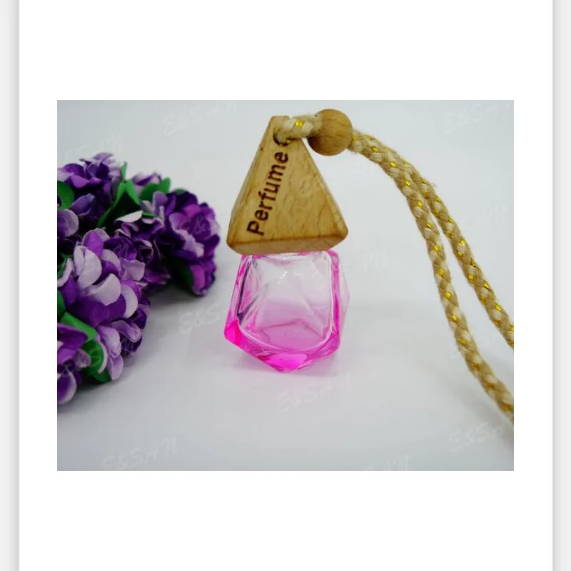 

8ML Spray Color Triangle Diamond Car Pendant Perfume Glass Bottle Fine Car Hanging Empty Bottle 100PCS/LOT lin5018