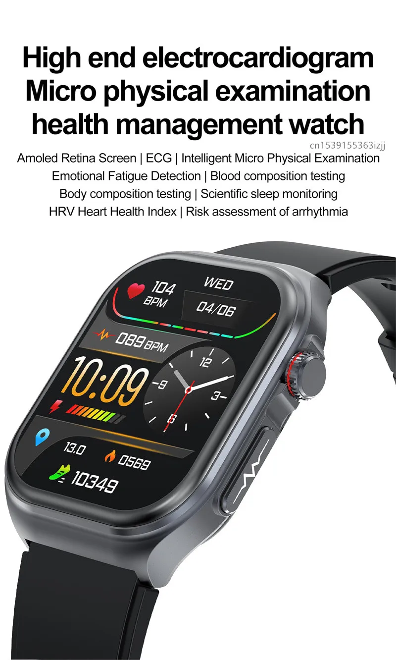ET585 Smart Watch 2.04inch Amoled Screen ECG Monitoring Bluetooth Call