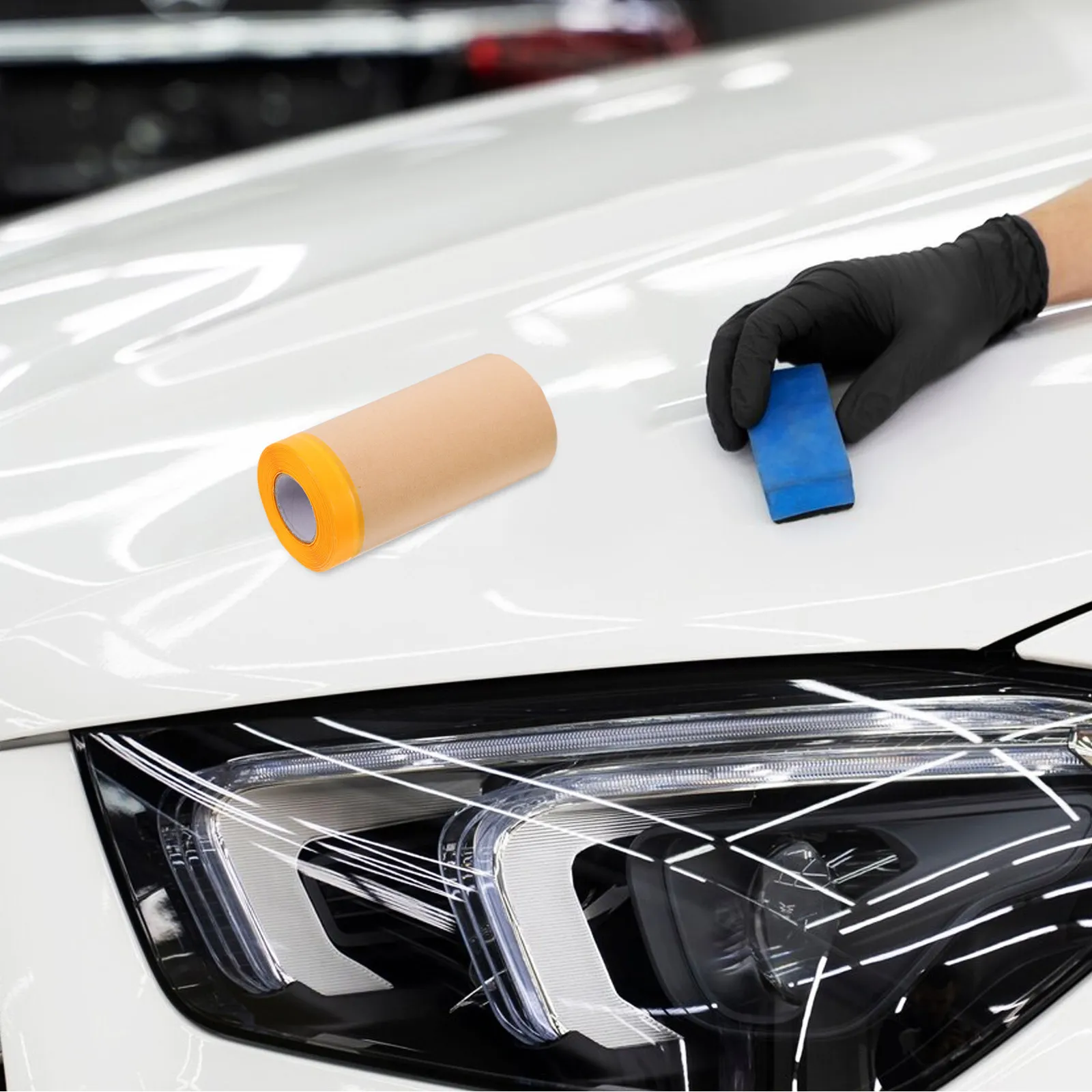 페인팅 종이 롤 60M 크라프트지 기반 사전 테이핑된 마스킹 필름 (자동차 프로젝트, 벽, 바닥 커버링용)