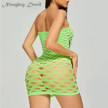 Sexy Lingerie Pornos Suit Crotchless Fishnet Underwear Women Hollow Out Dress Bondage Gear Sexy Toys for Couples 2