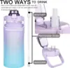 2 Liter Water Bottle Gym Water Bottle Gradient Color Sport Water Bottles with Time Marker Frosted Plastic Cup Bounce Lid Fitness 3