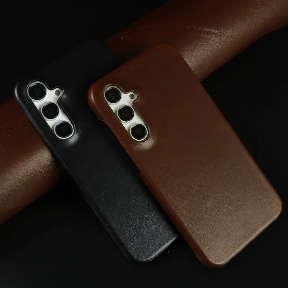 Retro Genuine Leather Phone Case with Aesthetic Oil Wax Finish