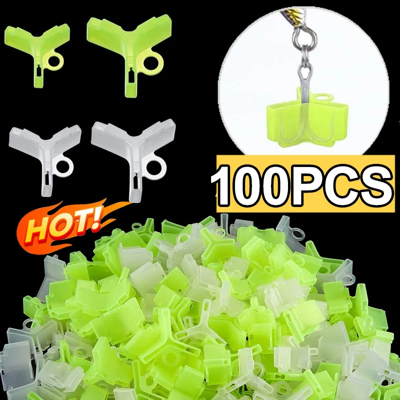 100Pcs/Lot Durable Protector Caps Fishing Out Hook Cover Safety Treble Fish Gear Lightweight Accessories with Slots Sleeves Tool