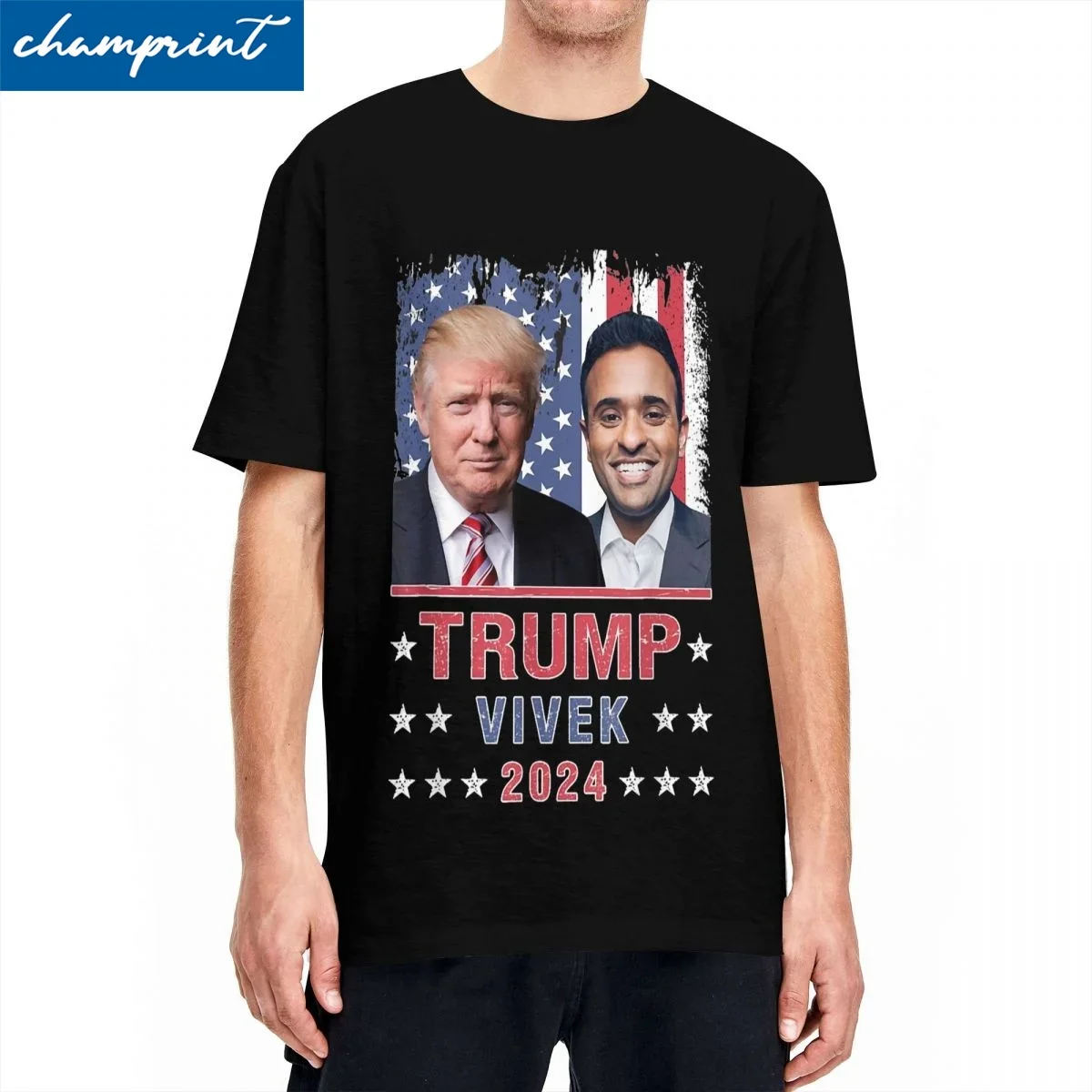 

Funny Trump And Vivek Ramaswamy T Shirt Men 100%Cotton Short Sleeve 2024 US Presidential Election O-neck Summer Clothing