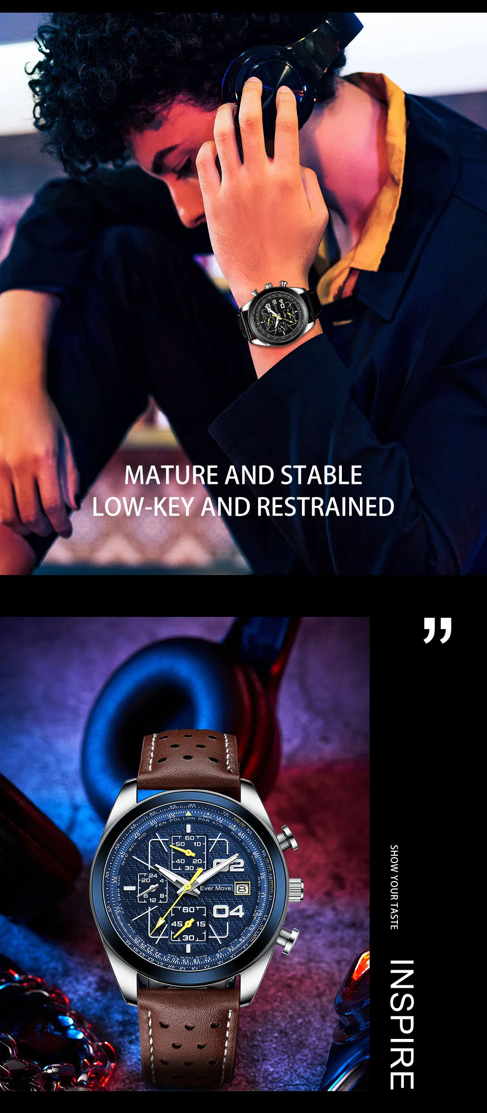 Ever Move Brand Launches A New Men's Multifunctional Waterproof Timing Quartz Watch For High-End Luxury Business Sports