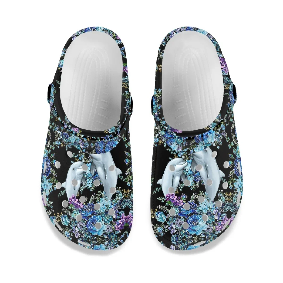 Designer Rose Dolphin Casual Sandals Women Lightweight Non-slip Bathroom Shower Slippers Comfortable Heel Strap Slides
