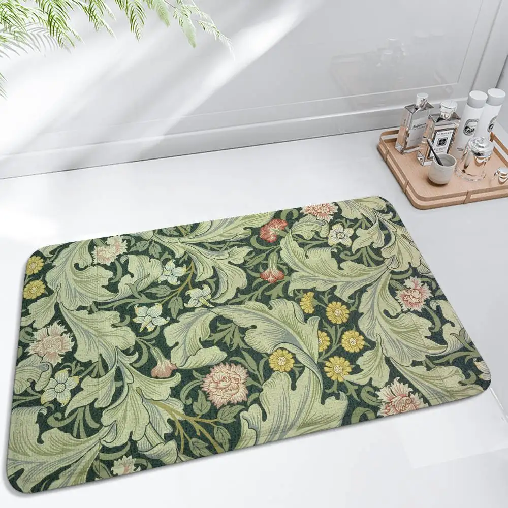 William morris morango tapete de banheiro absorvente porta simples resistente à sujeira tapete de cozinha para casa tapete de entrada
